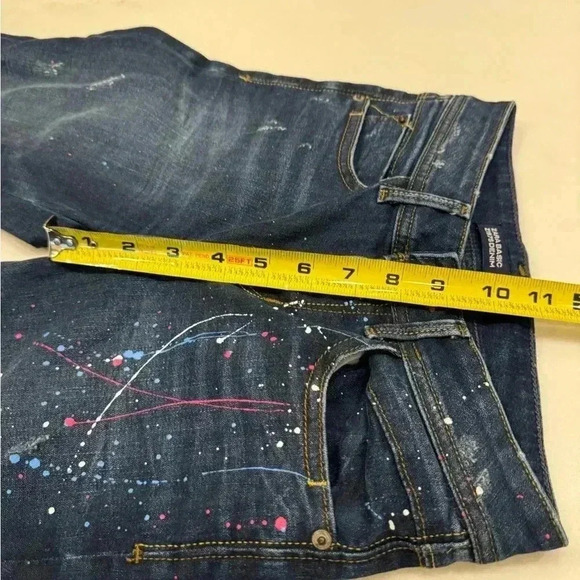Zara paint splatter dark wash skinny jeans. Girls size 24 perfect condition. - Picture 9 of 13